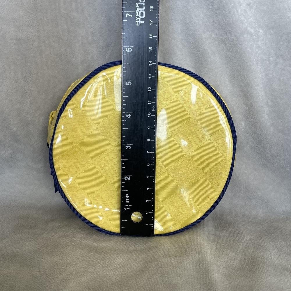 Amarige de Givenchy Yellow Navy Cosmetic Travel Pouch Round Zip Bag - Picture 6 of 6